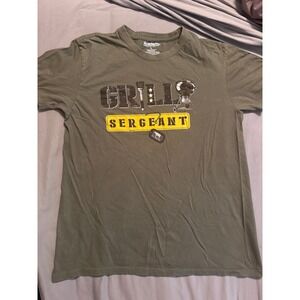 Academy Sports Grill Sergeant Graphic T-Shirt Mens Large Olive Green Cotton Tee
